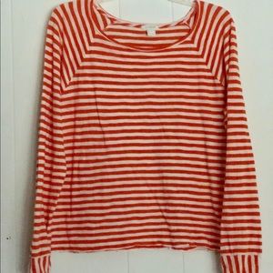 J. Crew Orange Stripe Long Sleeve Top Large
